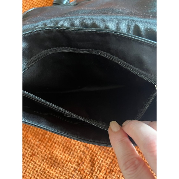 Coach Black Leather Crossbody Bag Lizard Trim Silver Hardware - Picture 8 of 13